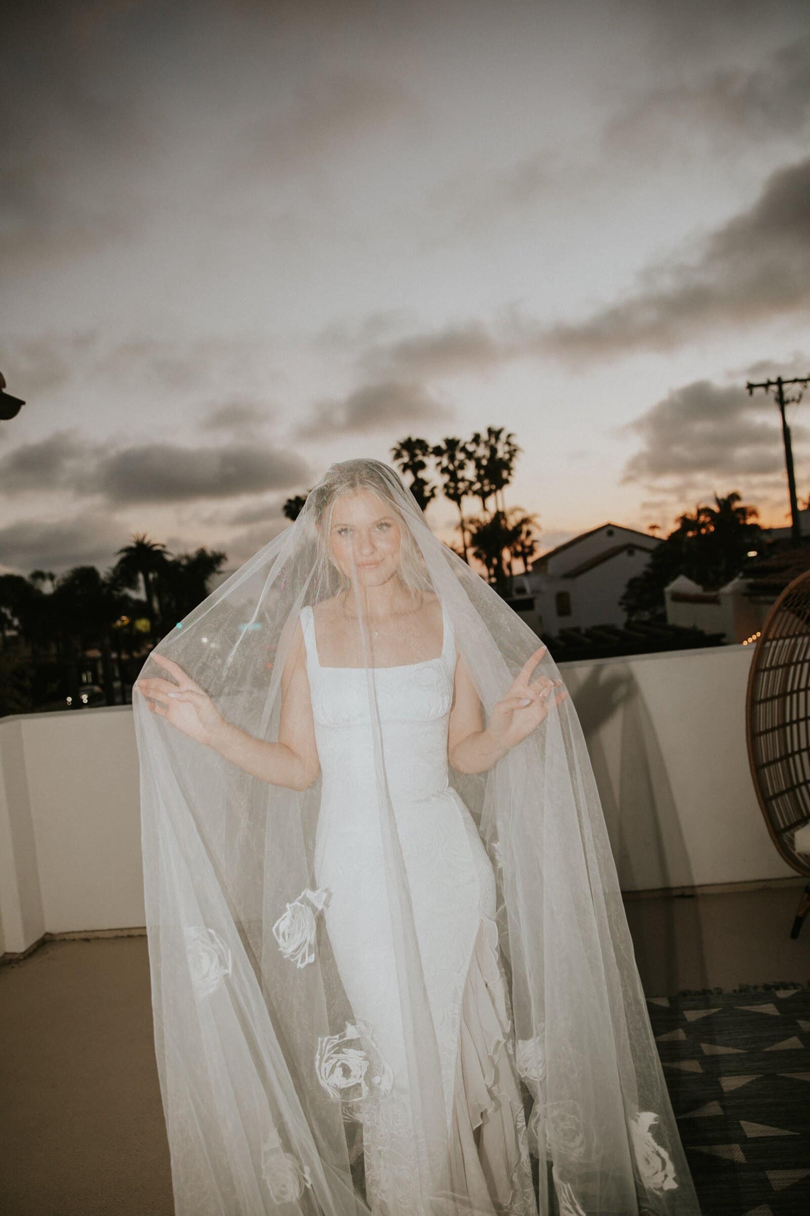 Leilani under her veil at dusk